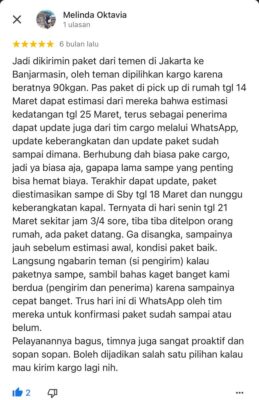 Gambar Pemberian Bintang dari Customer