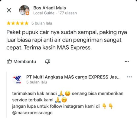 Gambar Pemberian Bintang dari Customer